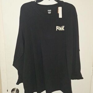 PINK Victoria's Secret Black Halloween Campus Tee Women's Top